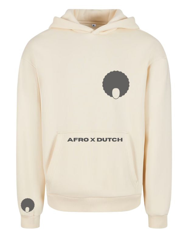 Oversized Hoodie Najaar 2025 - Beige met Zwarte Flex Logo's