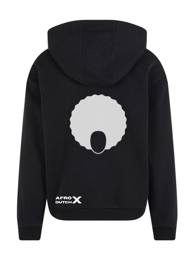 Zwarte Oversized Hoodie met Witte Flex Logo's | AFRO X DUTCH