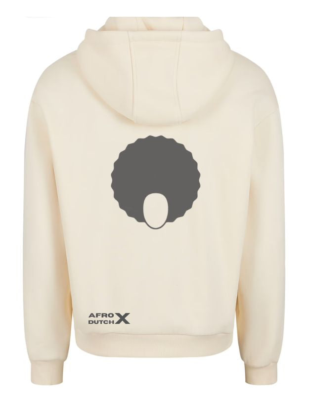 Oversized Hoodie Najaar 2025 - Beige met Zwarte Flex Logo's