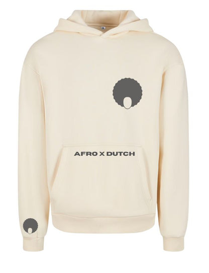 Oversized Hoodie Najaar 2025 - Beige met Zwarte Flex Logo's