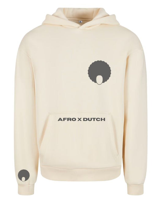 Oversized Hoodie Najaar 2025 - Beige met Zwarte Flex Logo's