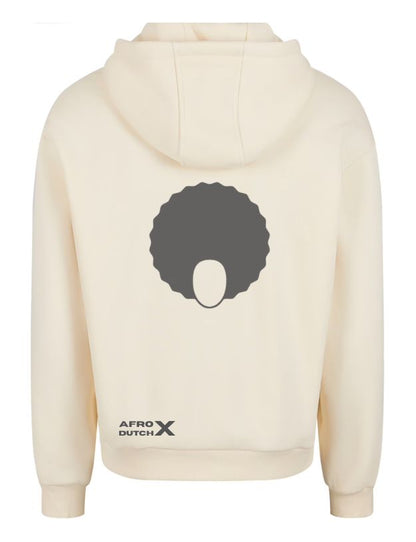 Oversized Hoodie Najaar 2025 - Beige met Zwarte Flex Logo's